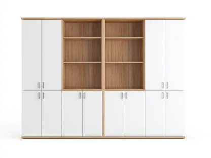 Regały na książki - drewno - 240 x 42 x 200 cm - dąb naturalny-biały - styl nowoczesny-Sosapahome