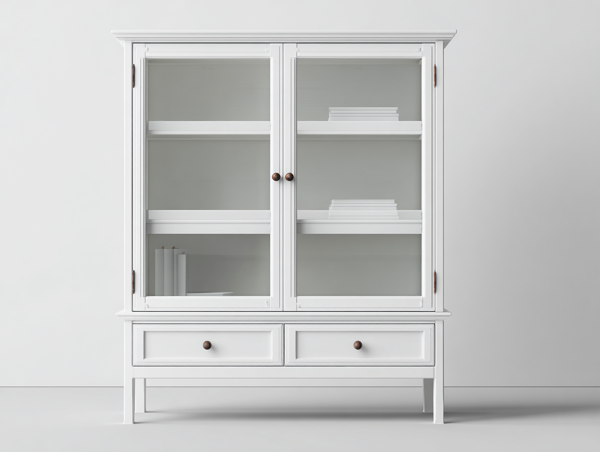 Regały na książki - drewno-szkło - 100 x 45 x 170 cm - biały-transparentny - styl klasyczny-Sosapahome