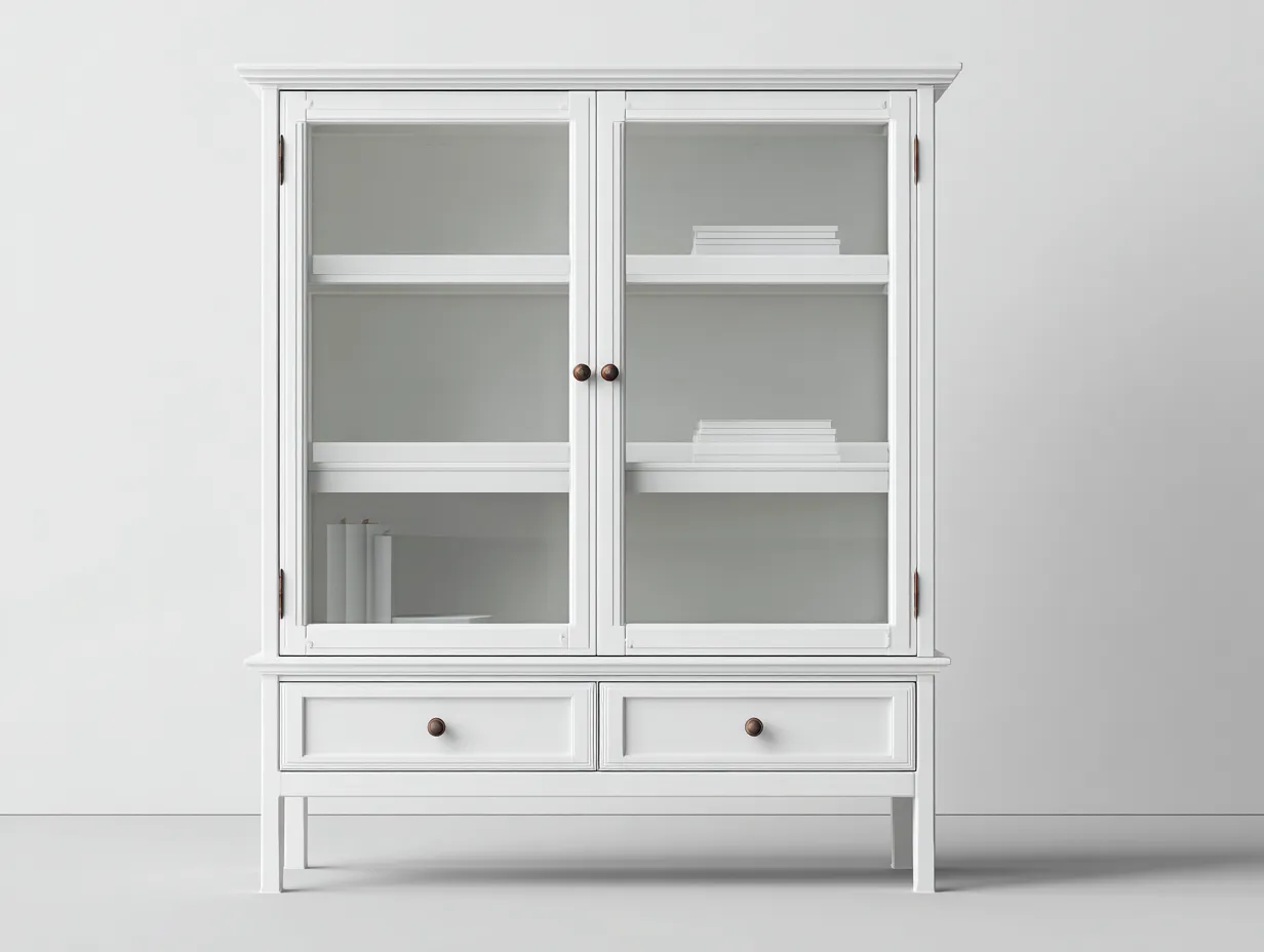 Regały na książki - drewno-szkło - 100 x 45 x 170 cm - biały-transparentny - styl klasyczny-Sosapahome