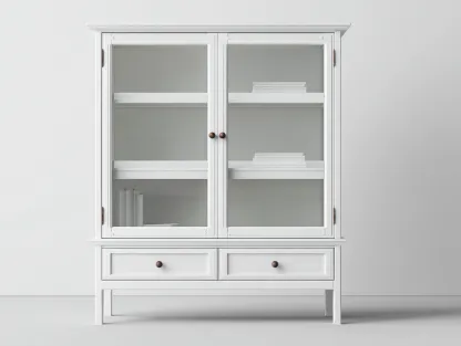 Regały na książki - drewno-szkło - 100 x 45 x 170 cm - biały-transparentny - styl klasyczny-Sosapahome