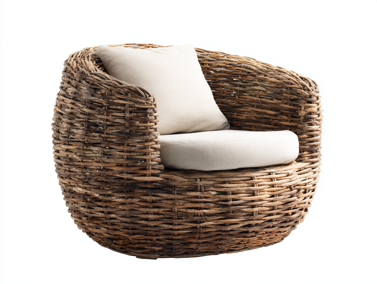 Fotele rattanowe - rattan-tkanina - 90x86x80 cm - naturalny-beżowy - styl boho-Sosapahome