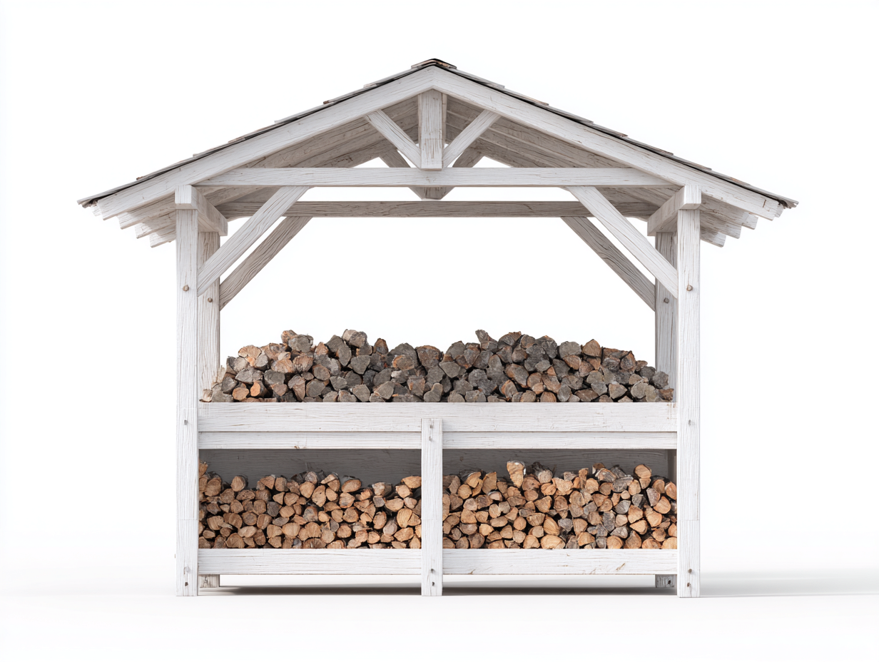 Drewutnia ogrodowa - drewno - 240x110x225 cm - biały - styl skandynawski-Sosapahome