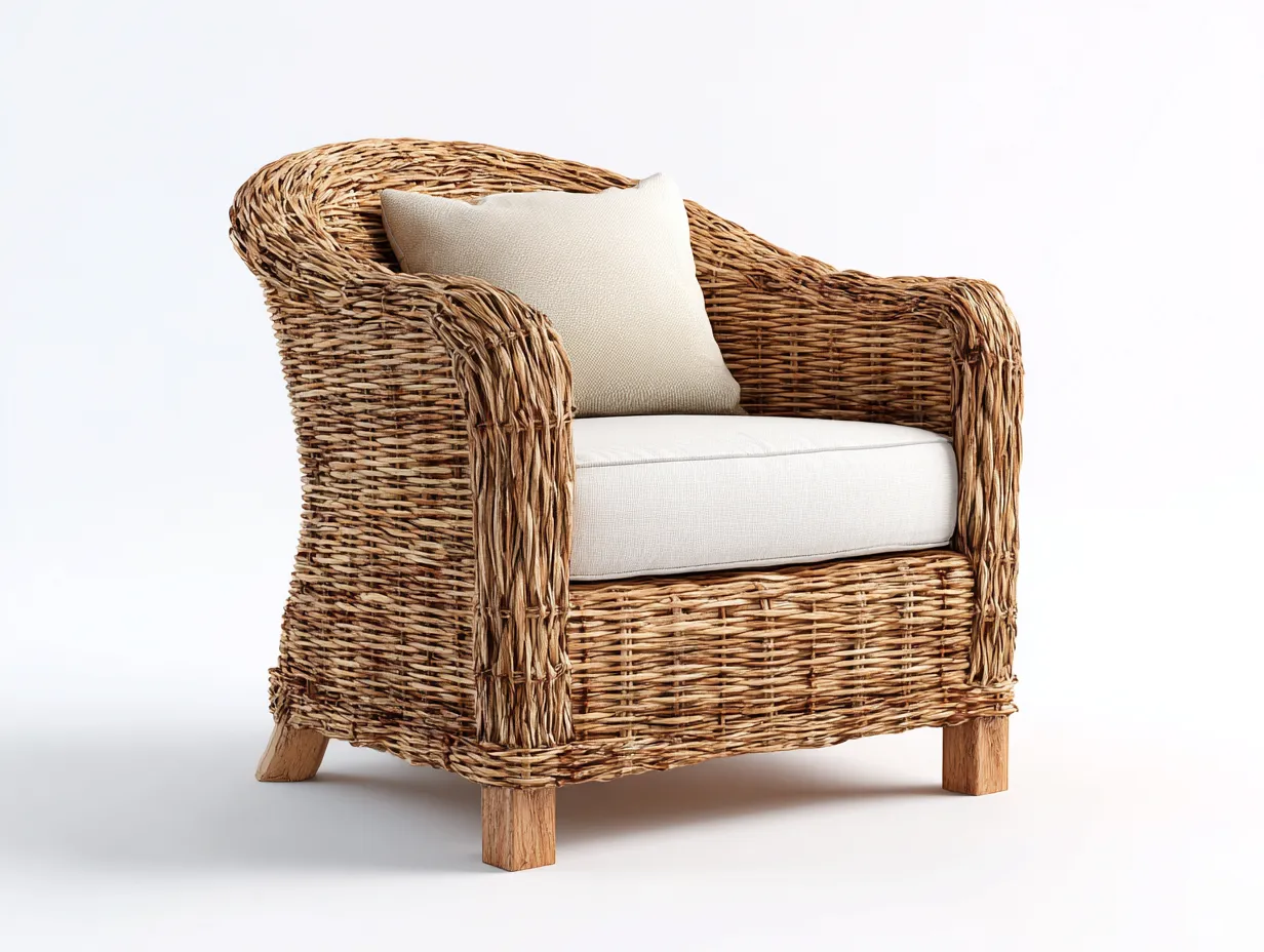 Fotele rattanowe - rattan-drewno-tkanina - 79x74x86 cm - naturalny-beżowy - styl boho-Sosapahome