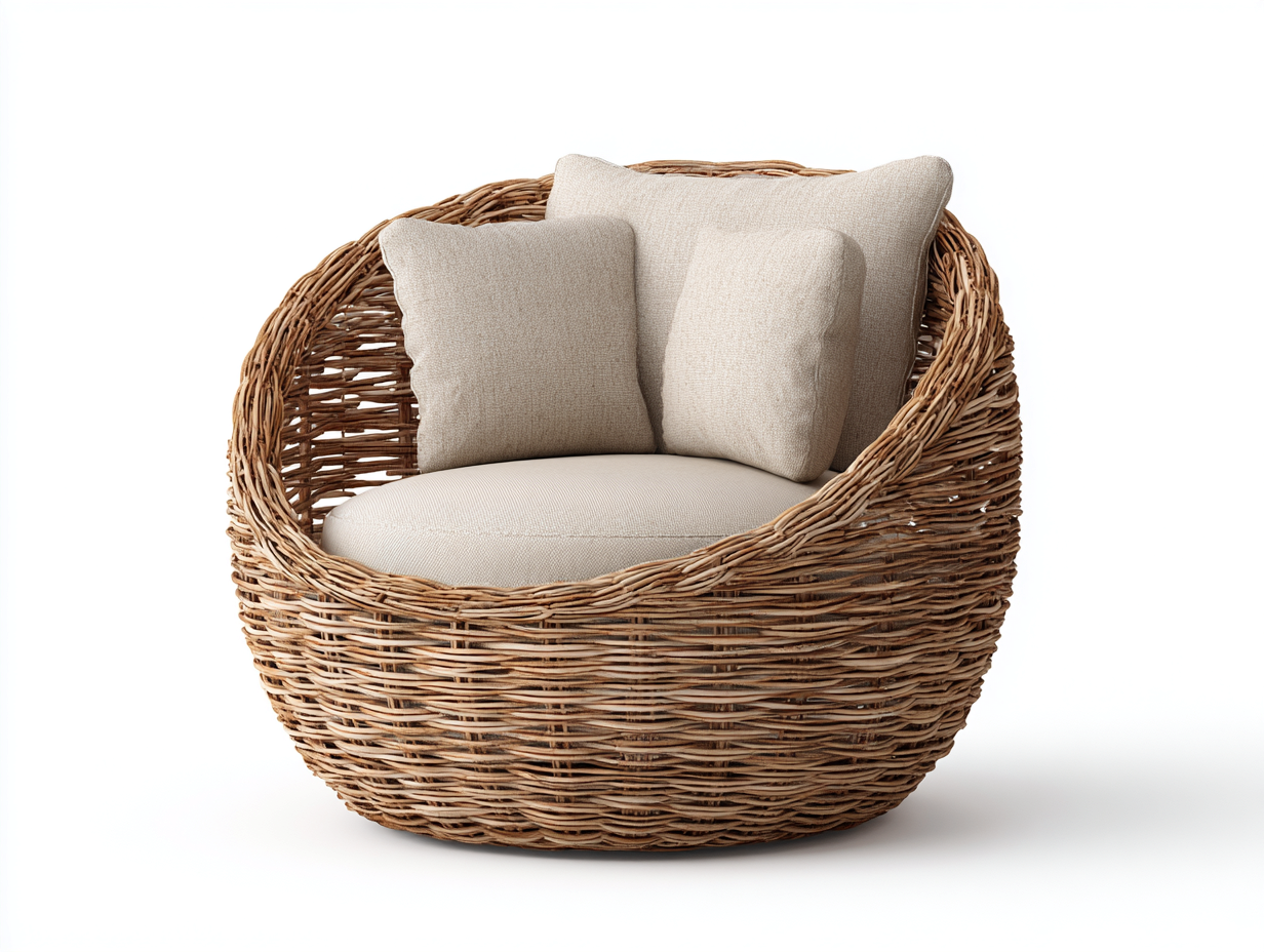 Fotele rattanowe - rattan-tkanina - 96x90x82 cm - naturalny-beżowy - styl boho-Sosapahome
