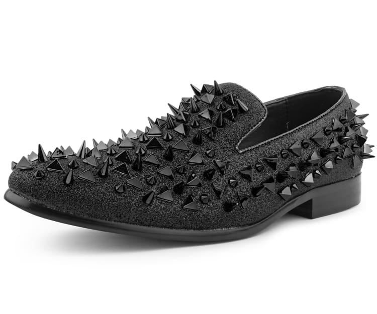 Black Studded Smoking Loafers