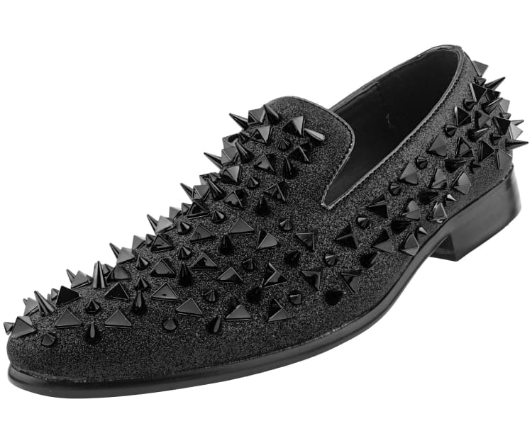 Black Studded Smoking Loafers