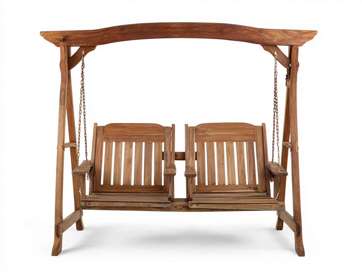 Dondolo da giardino in legno 230x150x205 cm - marrone - design classico per esterno-Karisadecor