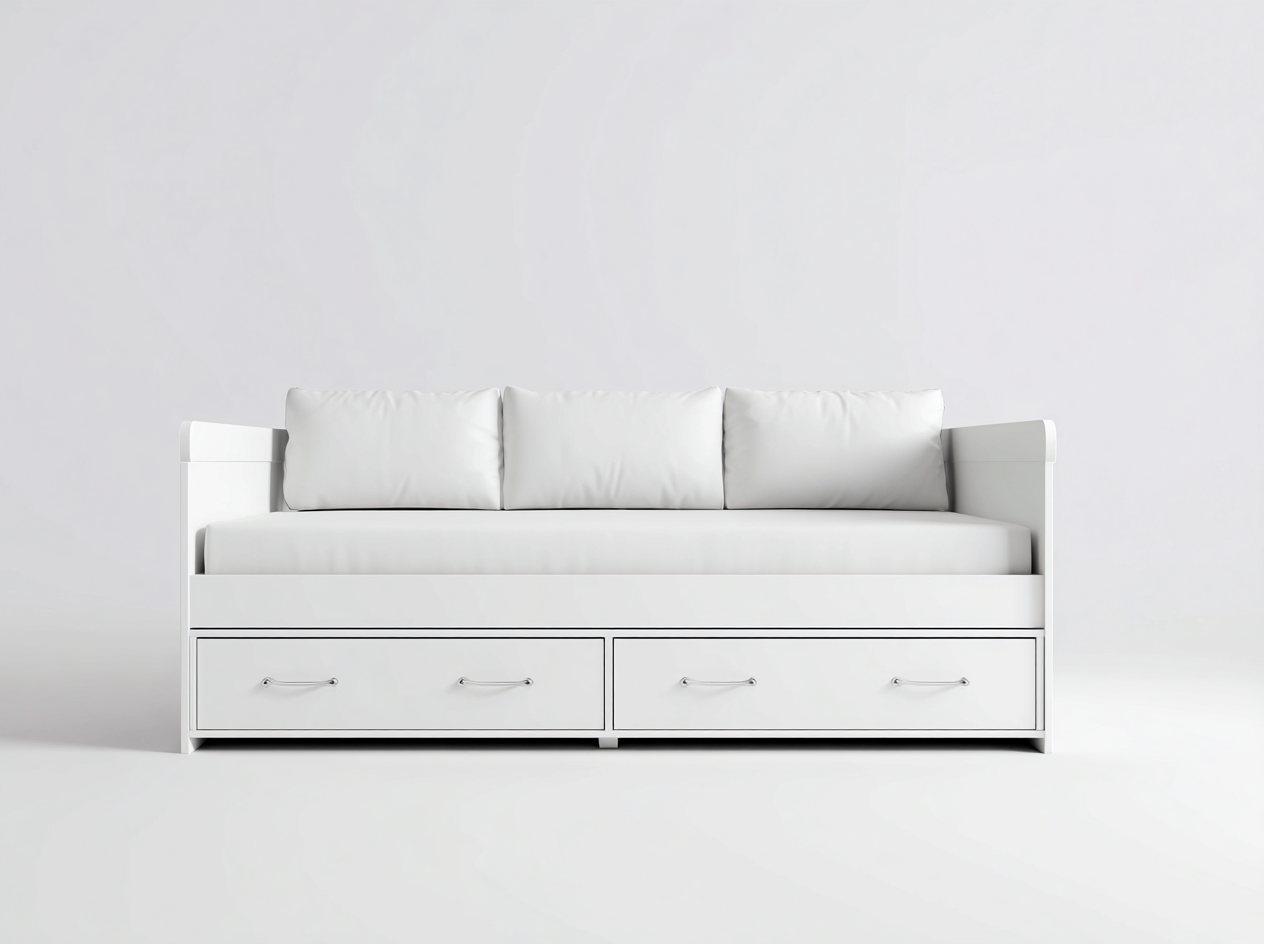 Divano letto con cassetti 200x90x75 cm - bianco - design moderno per soggiorno-Karisadecor