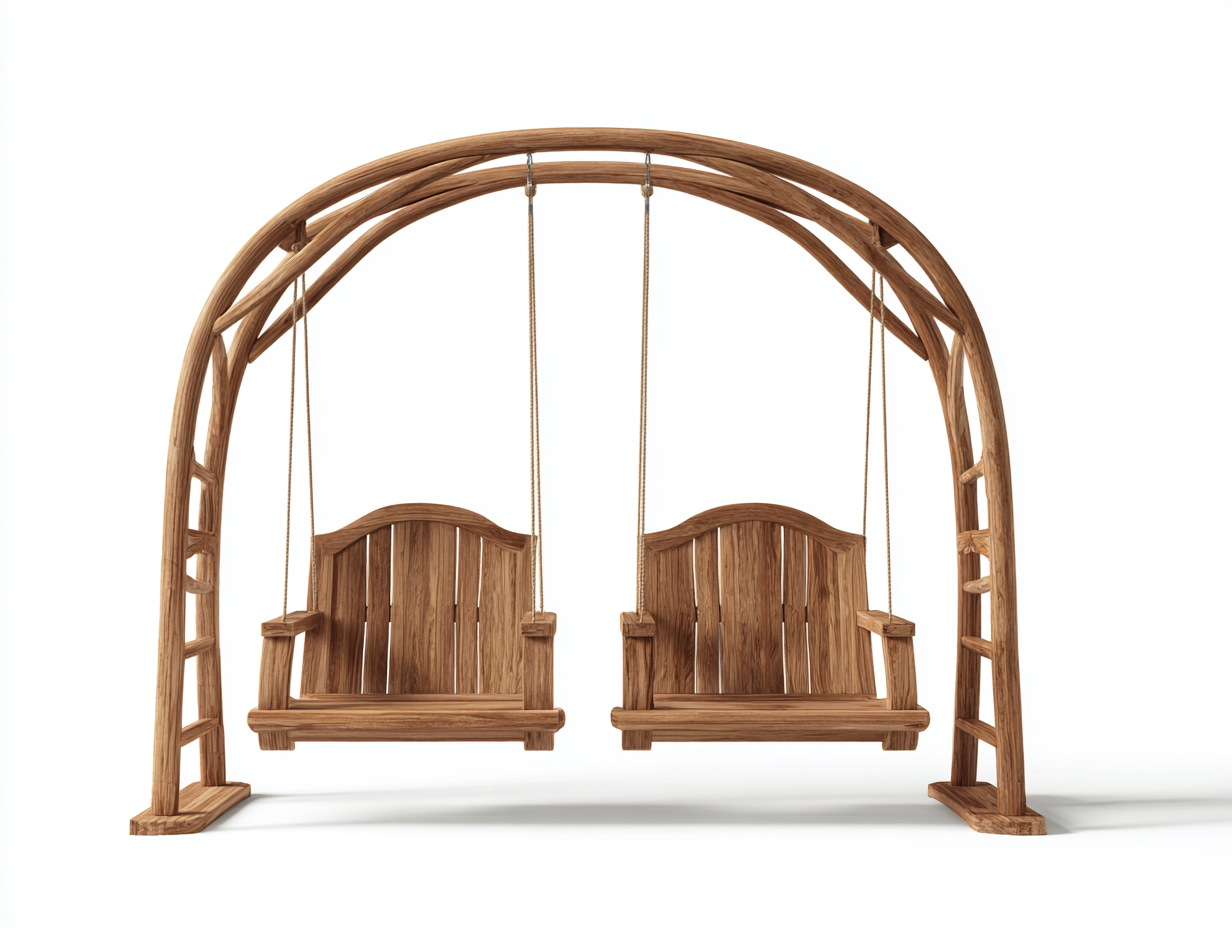 Dondolo da giardino in legno 260x140x210 cm - marrone - design classico per esterno-Karisadecor