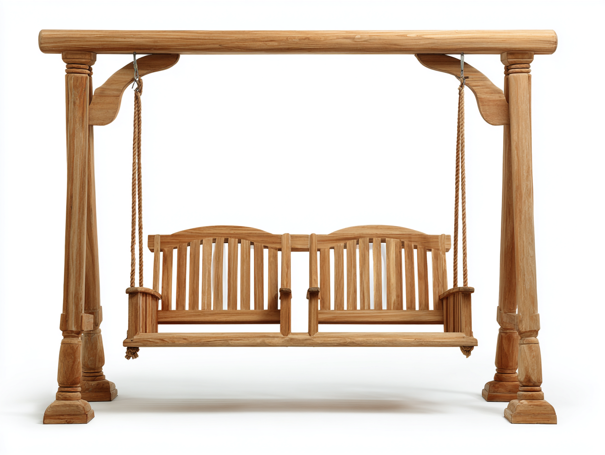 Dondolo da giardino in legno 220x150x200 cm - marrone - design classico per esterno-Karisadecor