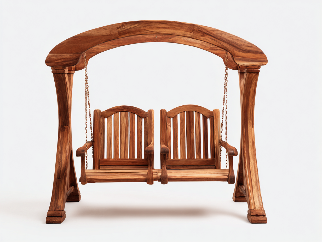 Dondolo da giardino in legno 240x130x200 cm - marrone - design classico per esterno-Karisadecor