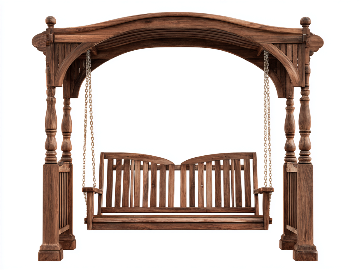 Dondolo da giardino in legno 240x160x220 cm - marrone - design classico per esterno-Karisadecor