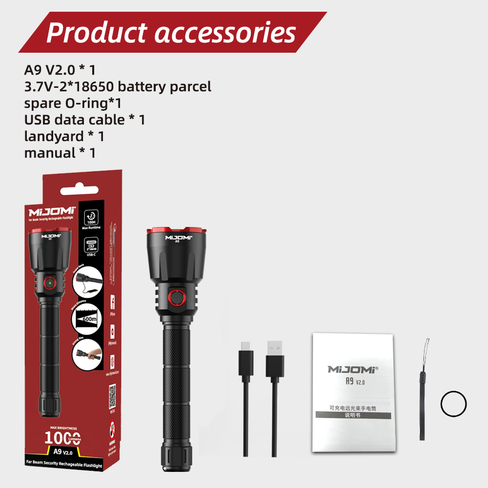 Far Beam Security Rechargeable Flashlight