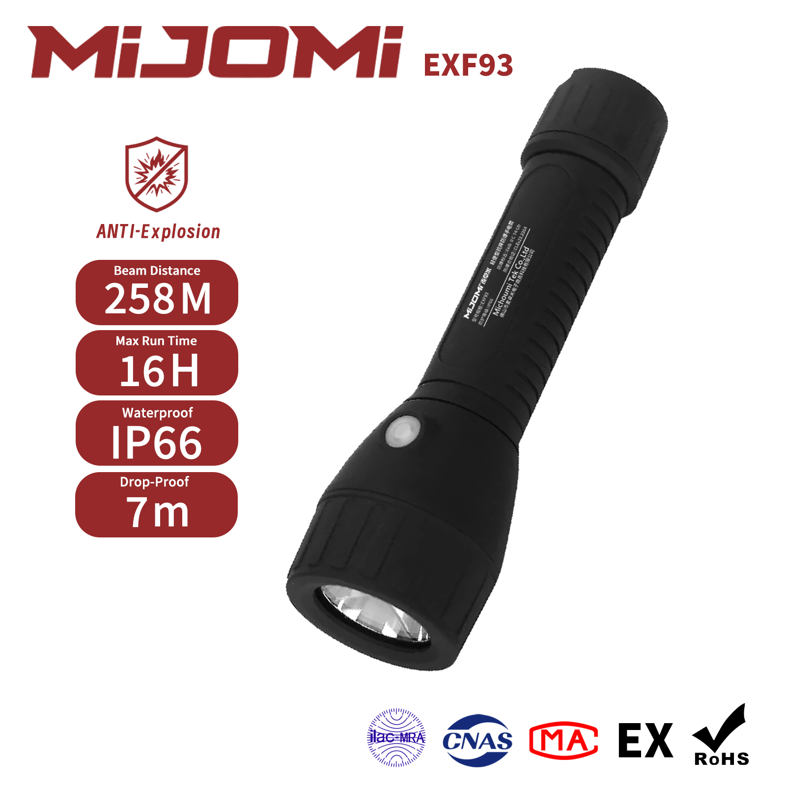Rechargeable Portable Impact Resistant Anti-Explosion Flashlight