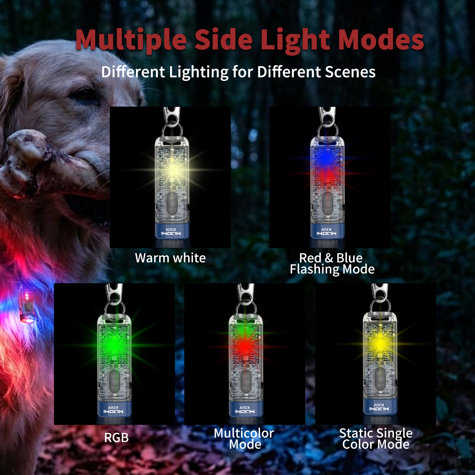Portable RGB & UV EDC Rechargeable Keychain flashlight