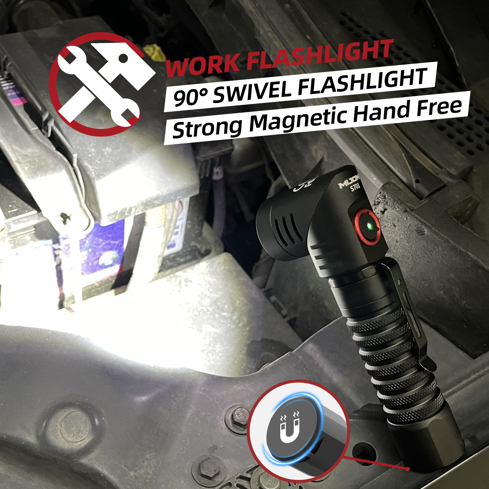 90°Swivel Multi-function Rechargeable Flashlight