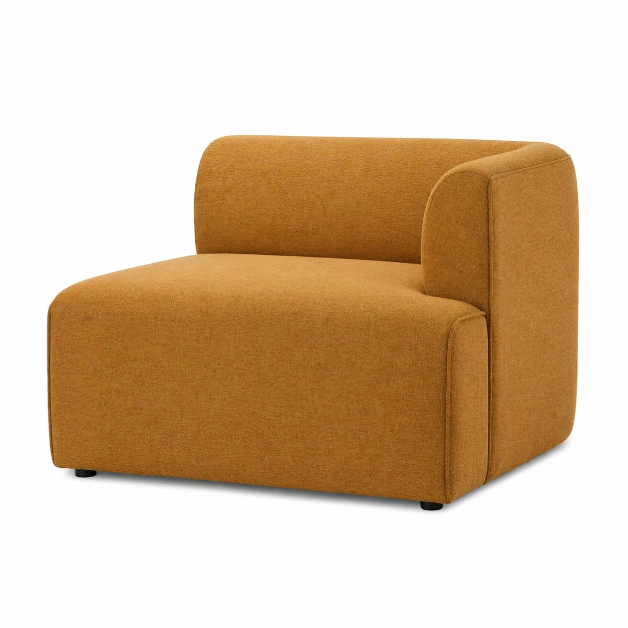 Chaise modular moderno con respaldo lateral en tela bouclé color mostaza-zenluxor