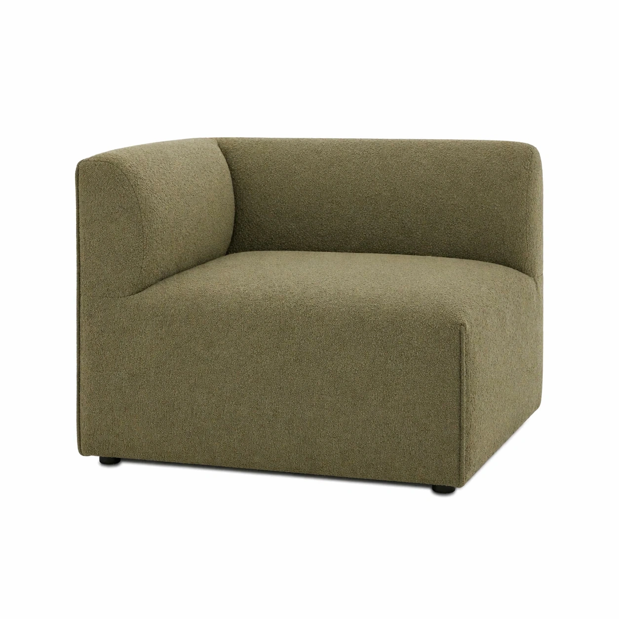 Módulo sofá chaise en esquina tapizado verde oliva estilo moderno-zenluxor