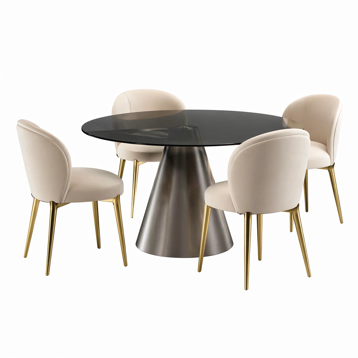 Mesa de comedor redonda con 4 sillas tapizadas dise?o moderno 120 cm-zenluxor