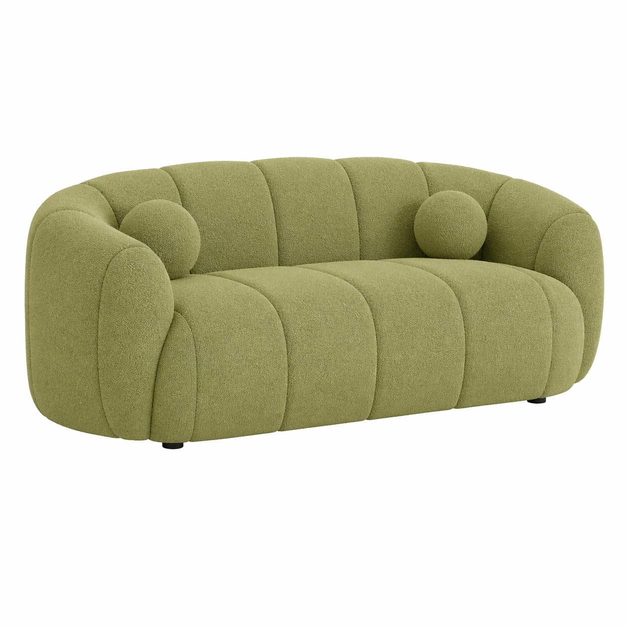 Sofá curvo moderno de 3 plazas con dise?o envolvente y cojines redondos-timberlyfe