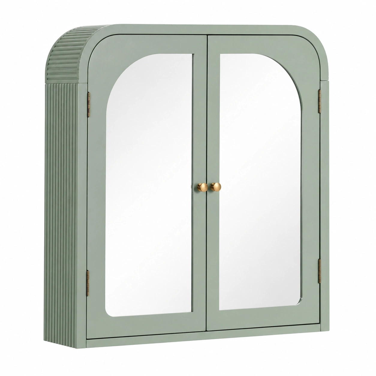 Armario de bano con espejo de pared estilo moderno arqueado 65x60 cm Verde oliva suave-timberlyfe