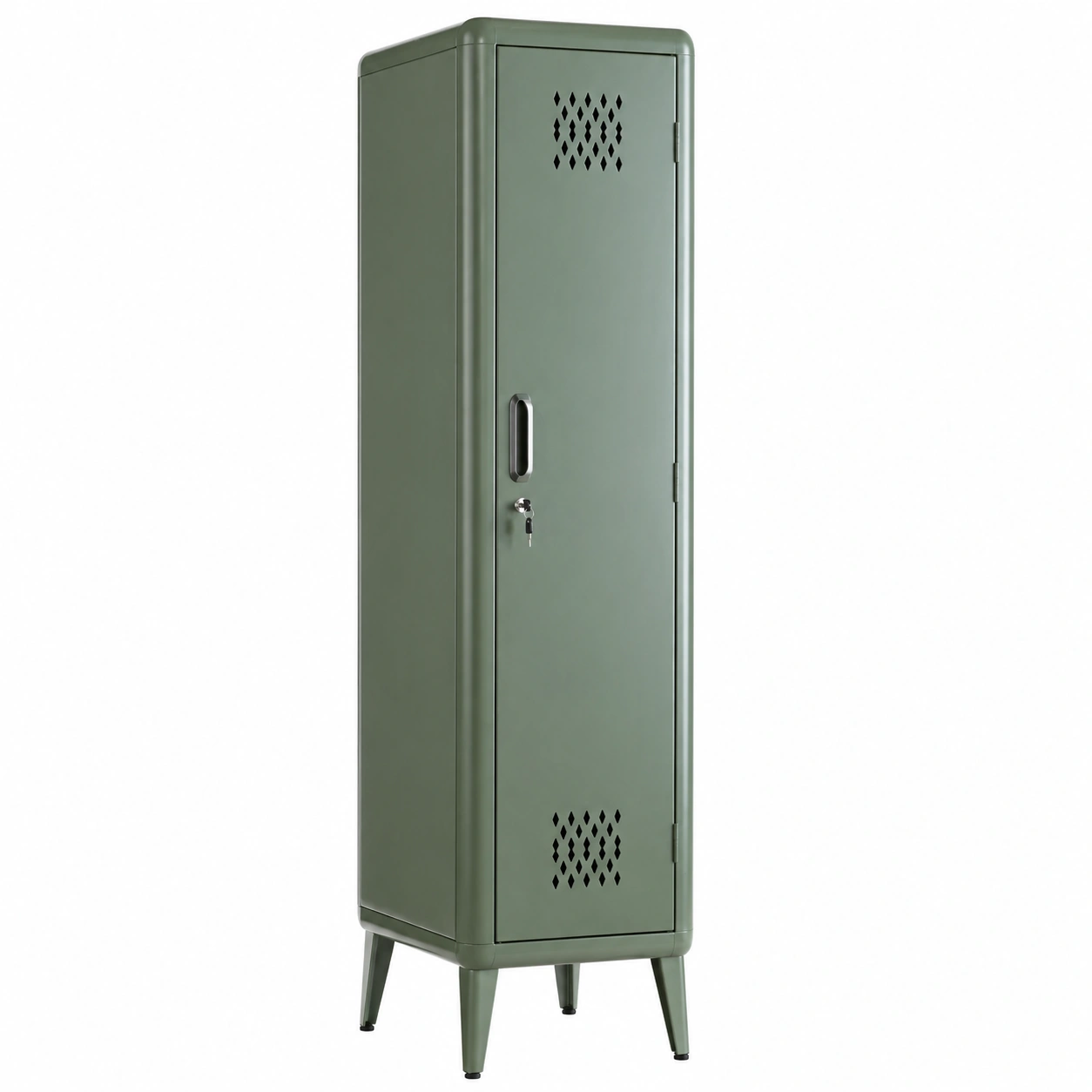 Armario de oficina metálico alto estilo industrial con puerta ventilada en verde oliva-timberlyfe