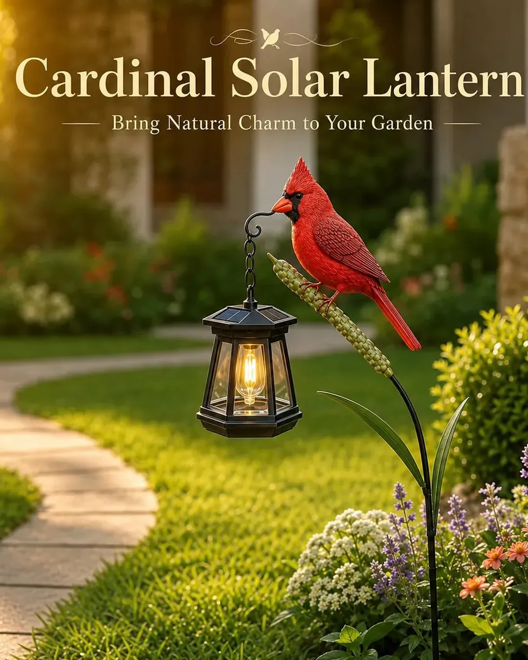 Decorative Bird Solar Garden Light Hero Image Gen one-pass visual page