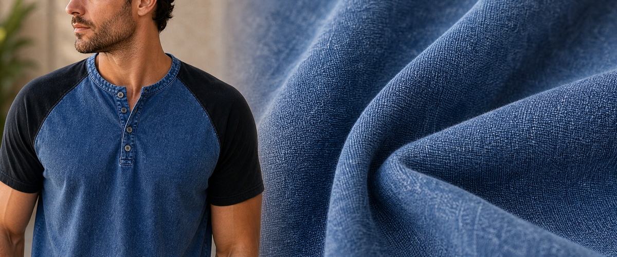 imagegen_1200x500_reopt_20260702 Men's Color Block Raglan Sleeve Washed Henley Tee fabric benefit banner