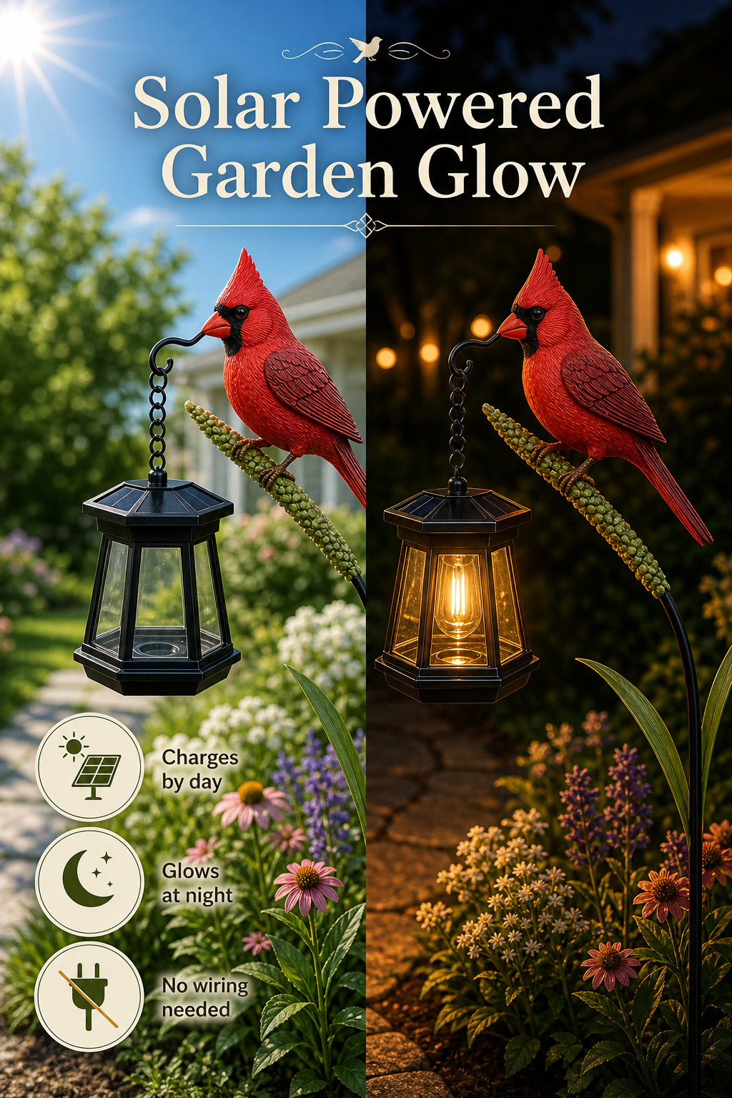 Decorative Bird Solar Garden Light Fabric Image Gen one-pass visual page