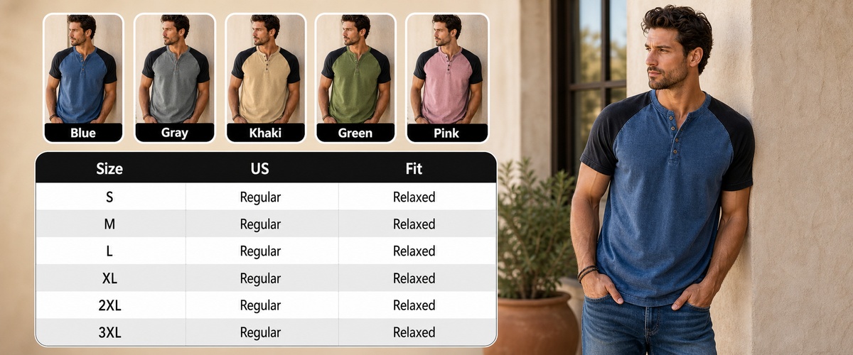 imagegen_1200x500_reopt_20260702 Men's Color Block Raglan Sleeve Washed Henley Tee advertorial size guide banner