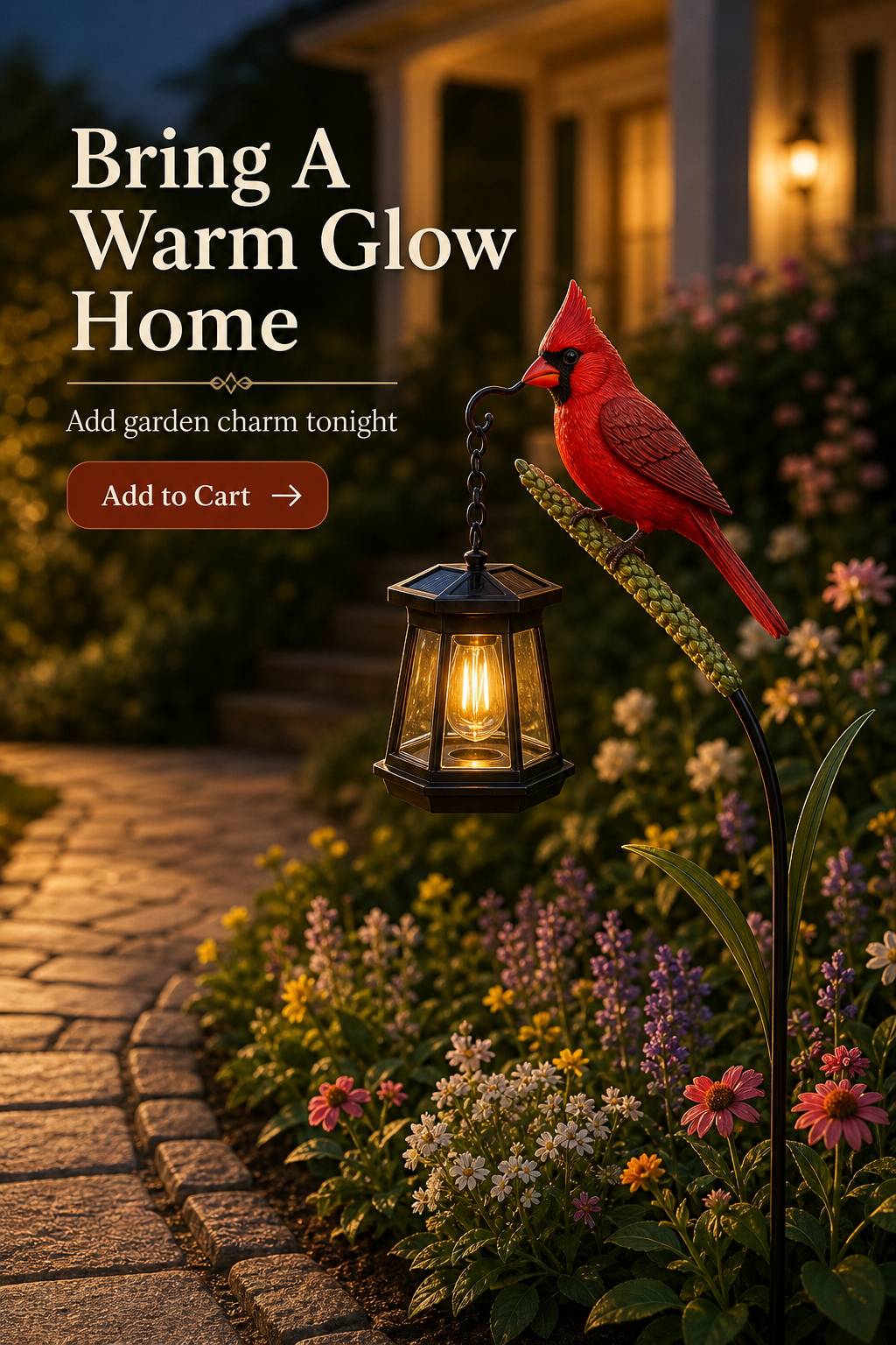 Decorative Bird Solar Garden Light CTA Image Gen one-pass visual page