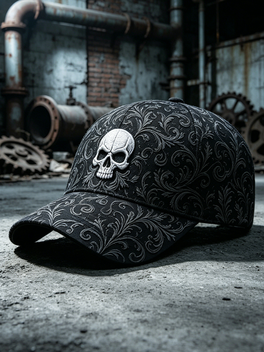 Retro Skull Art Casual Cap front product view