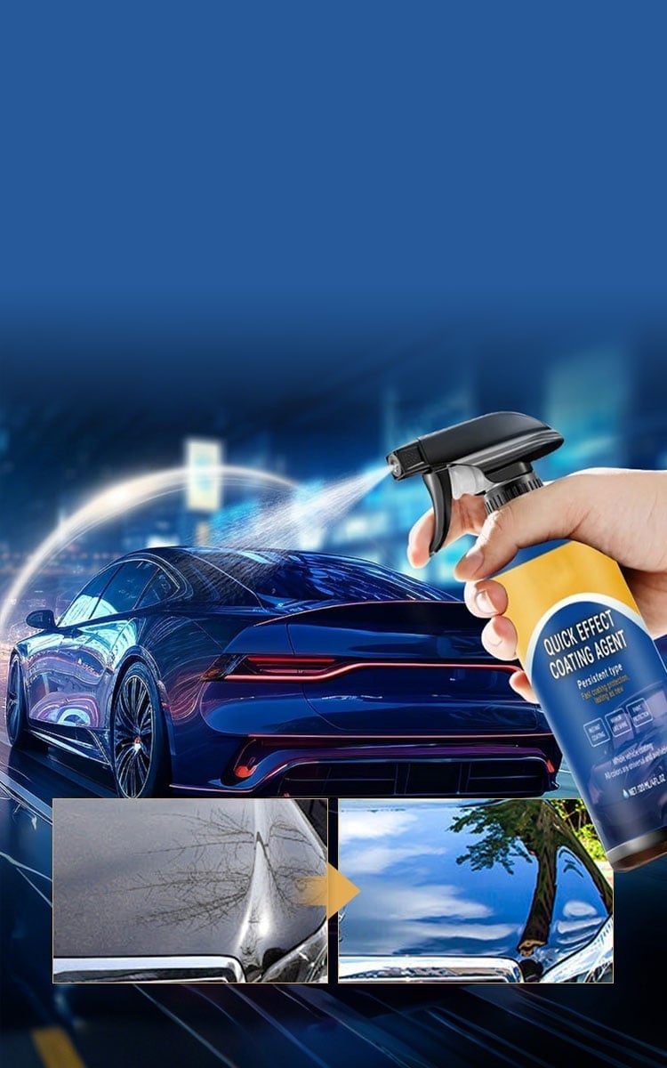 Car coating spray applied to car paint for shine and protection