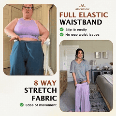 MoraFlow - Women Comfort Lightweight Linen Wide Leg Cargo Pants