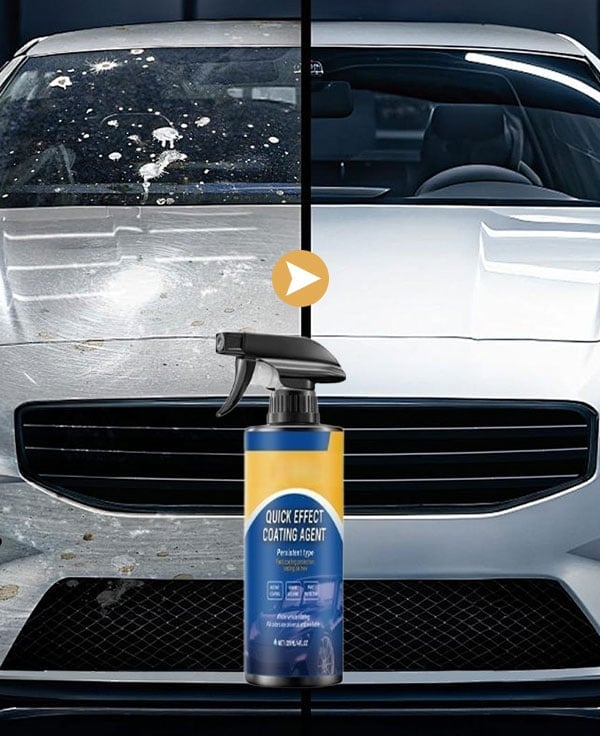 Glossy car paint finish after shine protection spray
