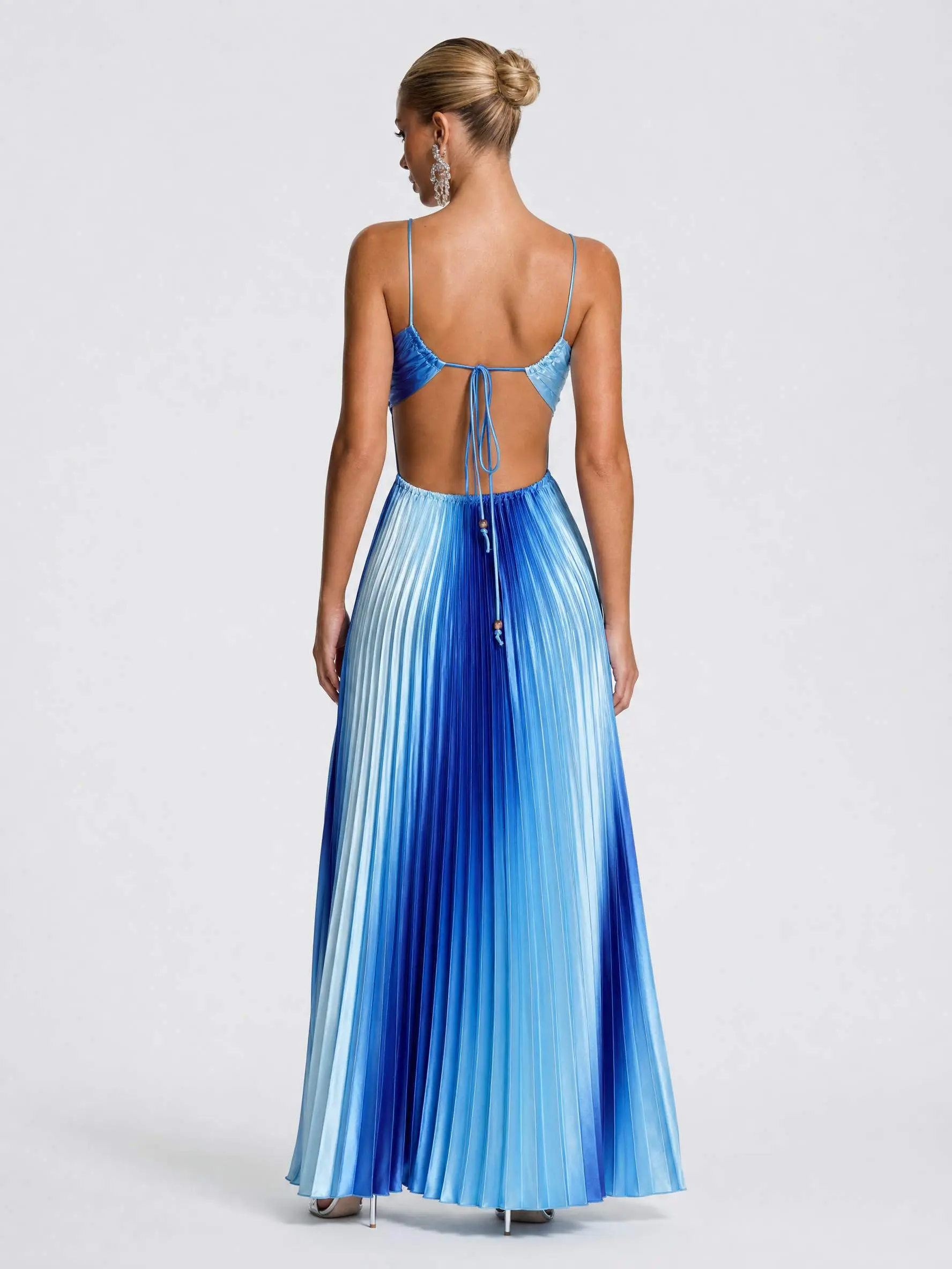 Women's 2026 Halter Cutout Ombre Pleated Maxi Dress - Satin Party - product image 10