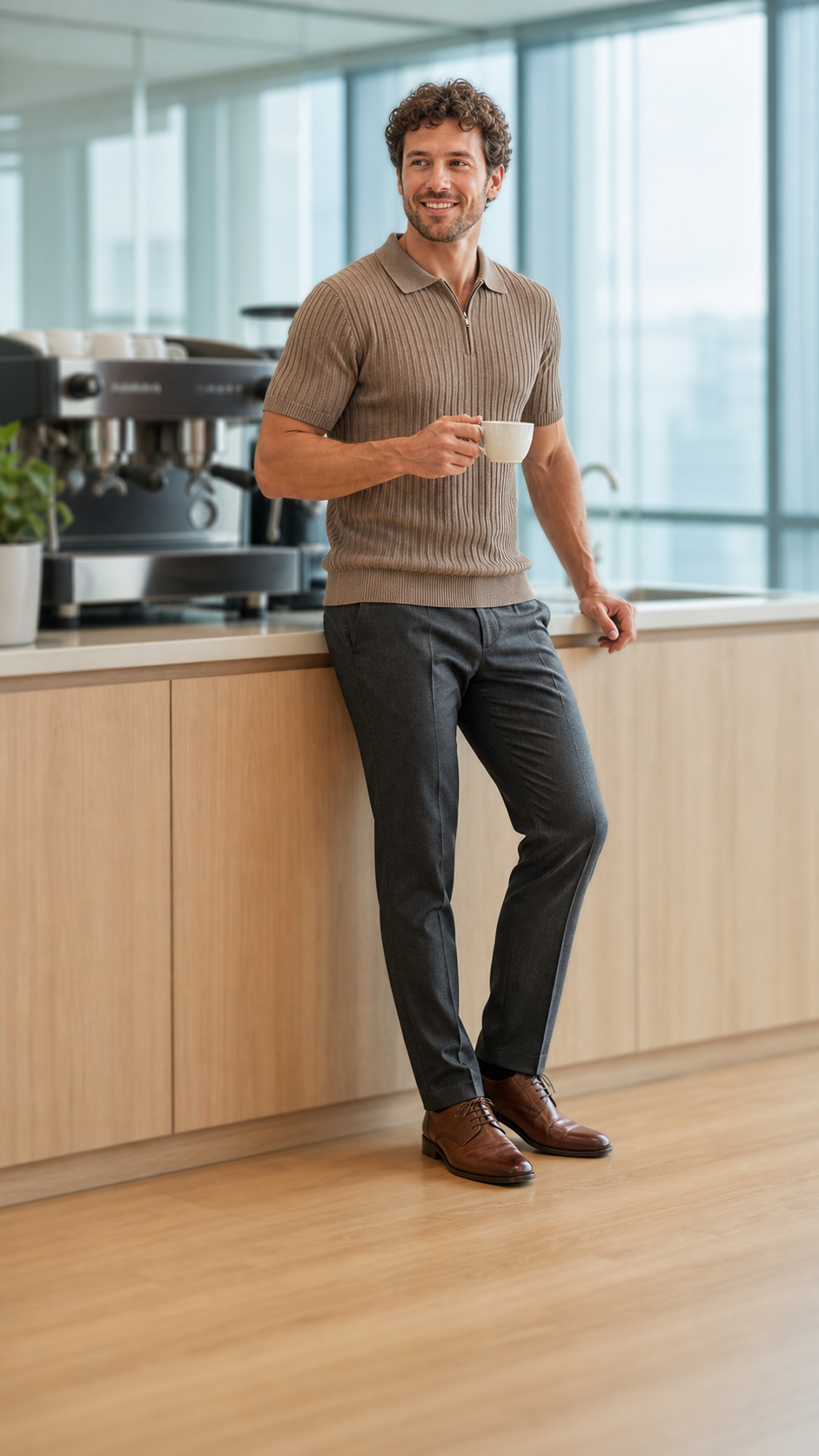 50% OFF Men's Zipper Ribbed Knit Polo Shirt – Sharp Fit Without Stiff Collars