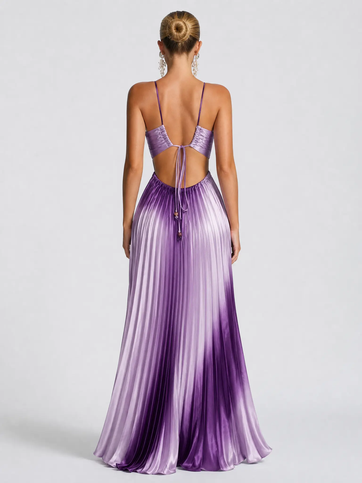 Women's 2026 Halter Cutout Ombre Pleated Maxi Dress - Satin Party - product image 8