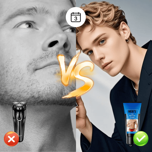 Men's hair removal cream bathroom grooming detail