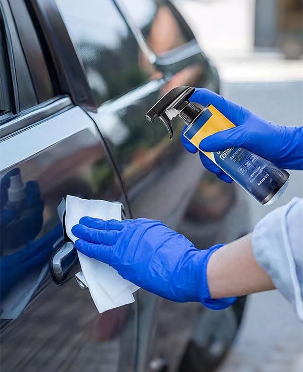 Water beading effect after car coating spray application