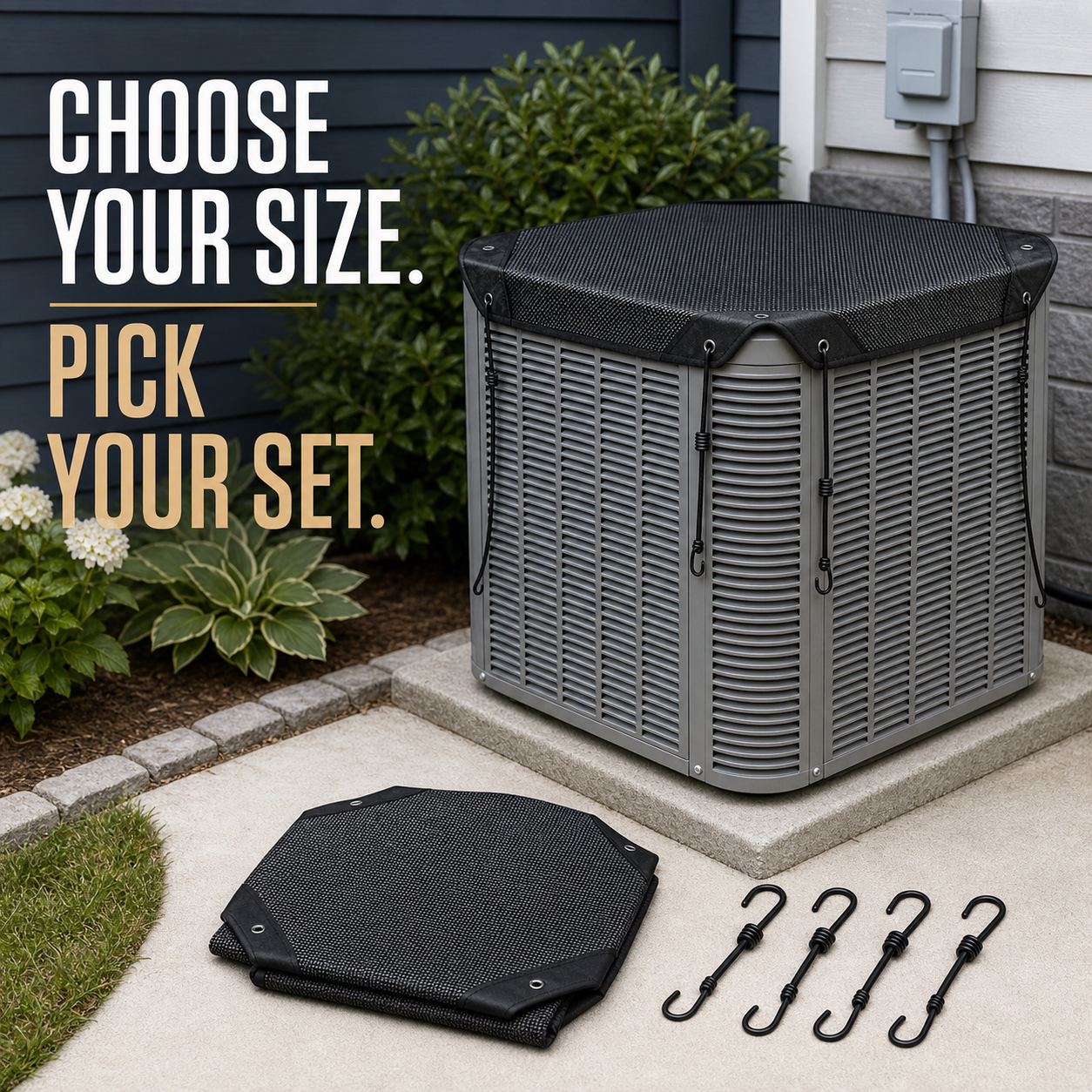 cta - Choose an outdoor AC condenser mesh cover size and bundle