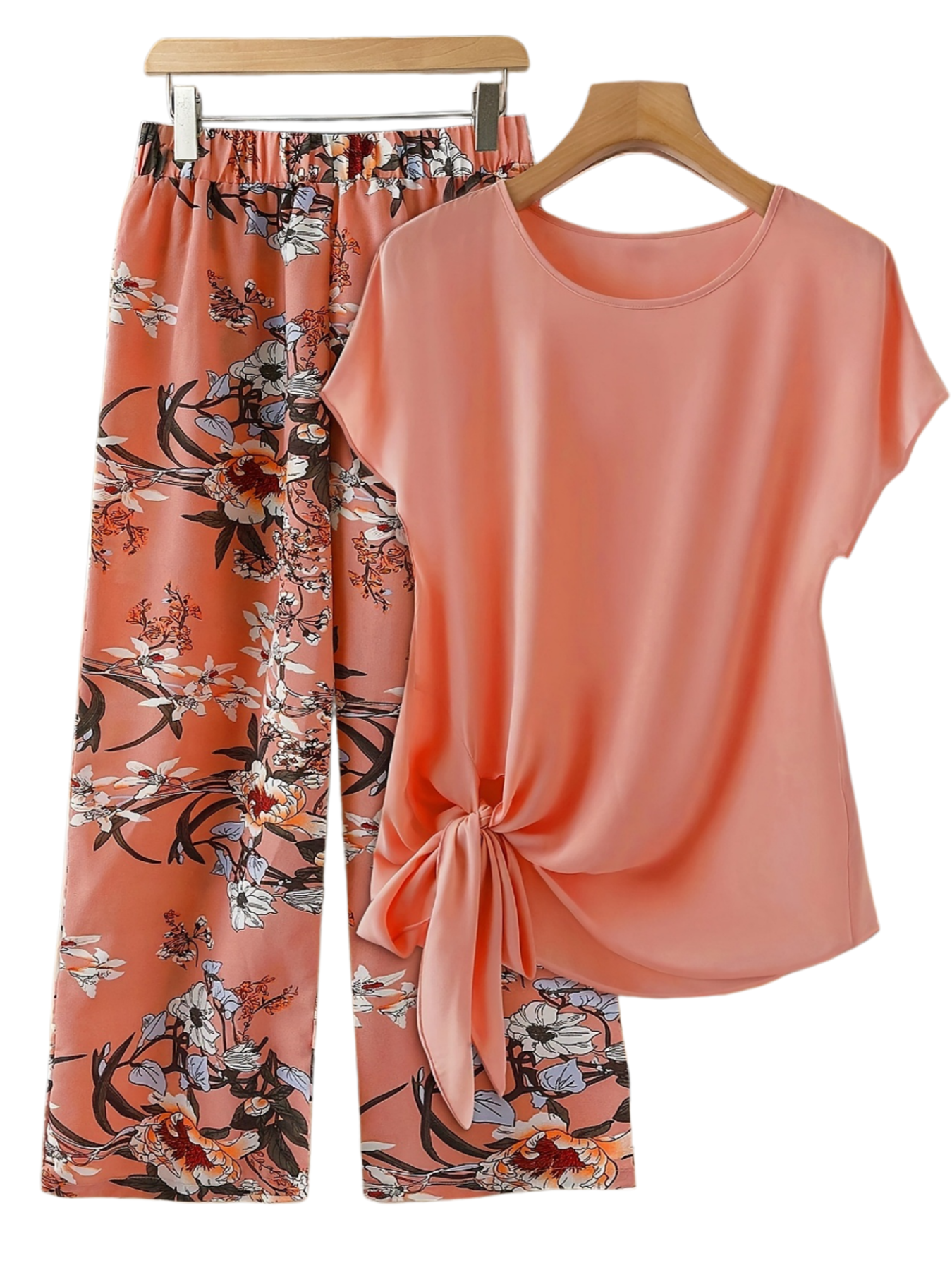 👚  NOW! 🌸 Women's Side-Tie Top & Patterned Pants Set – Flowy, adjustable fit & perfect for summer vacations or resort wear 👖