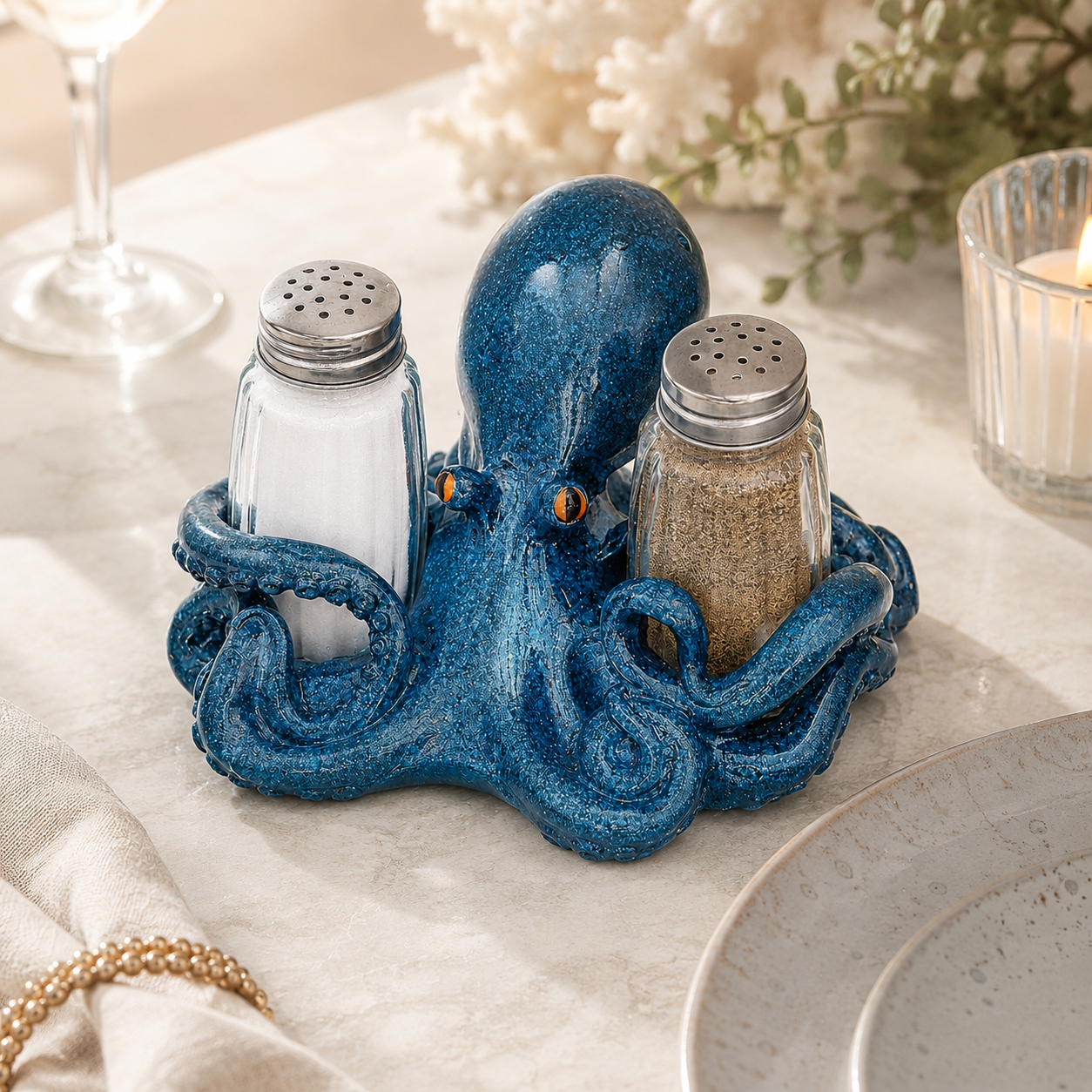 Coastal Animal Salt & Pepper Shaker Holder Set