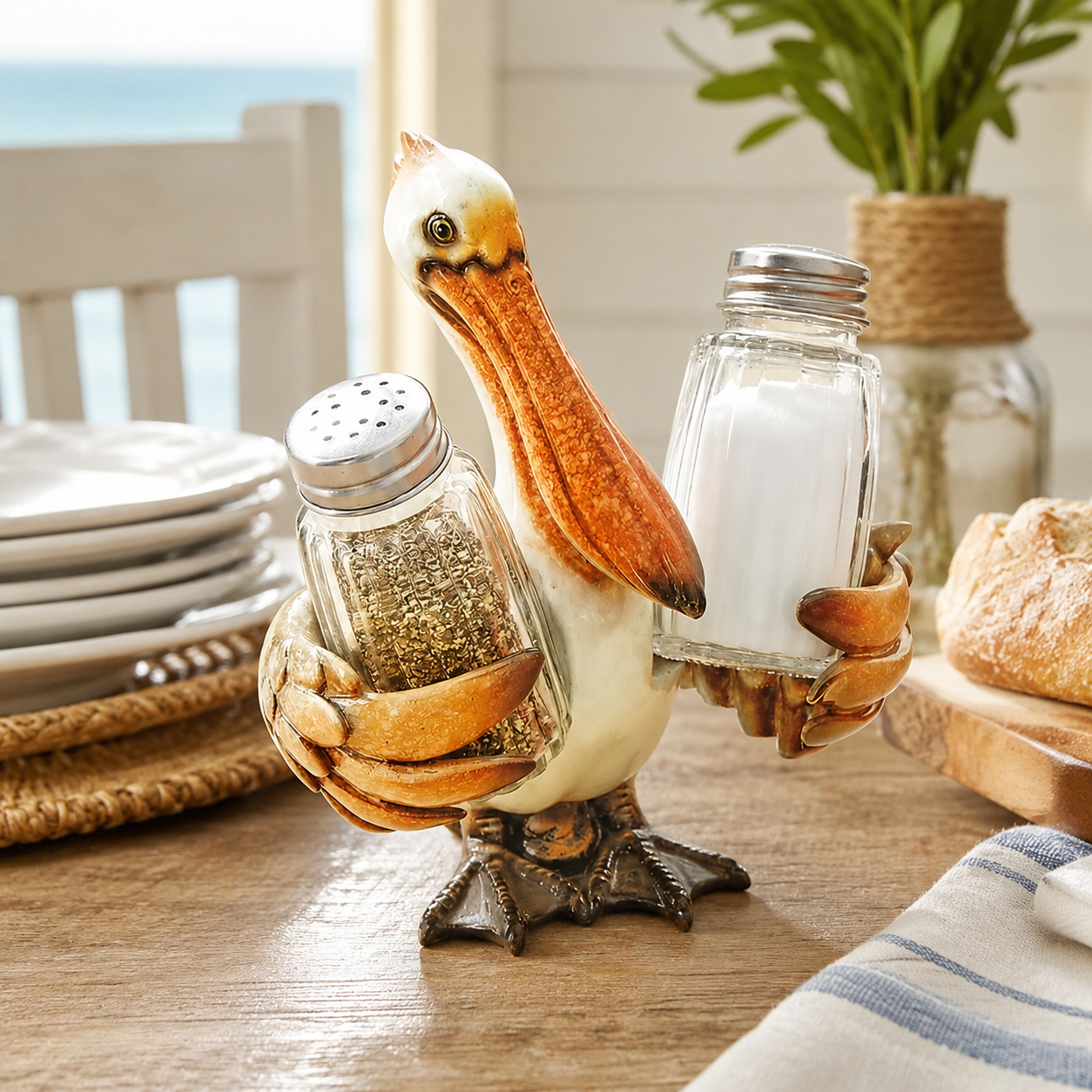 Coastal Animal Salt & Pepper Shaker Holder Set