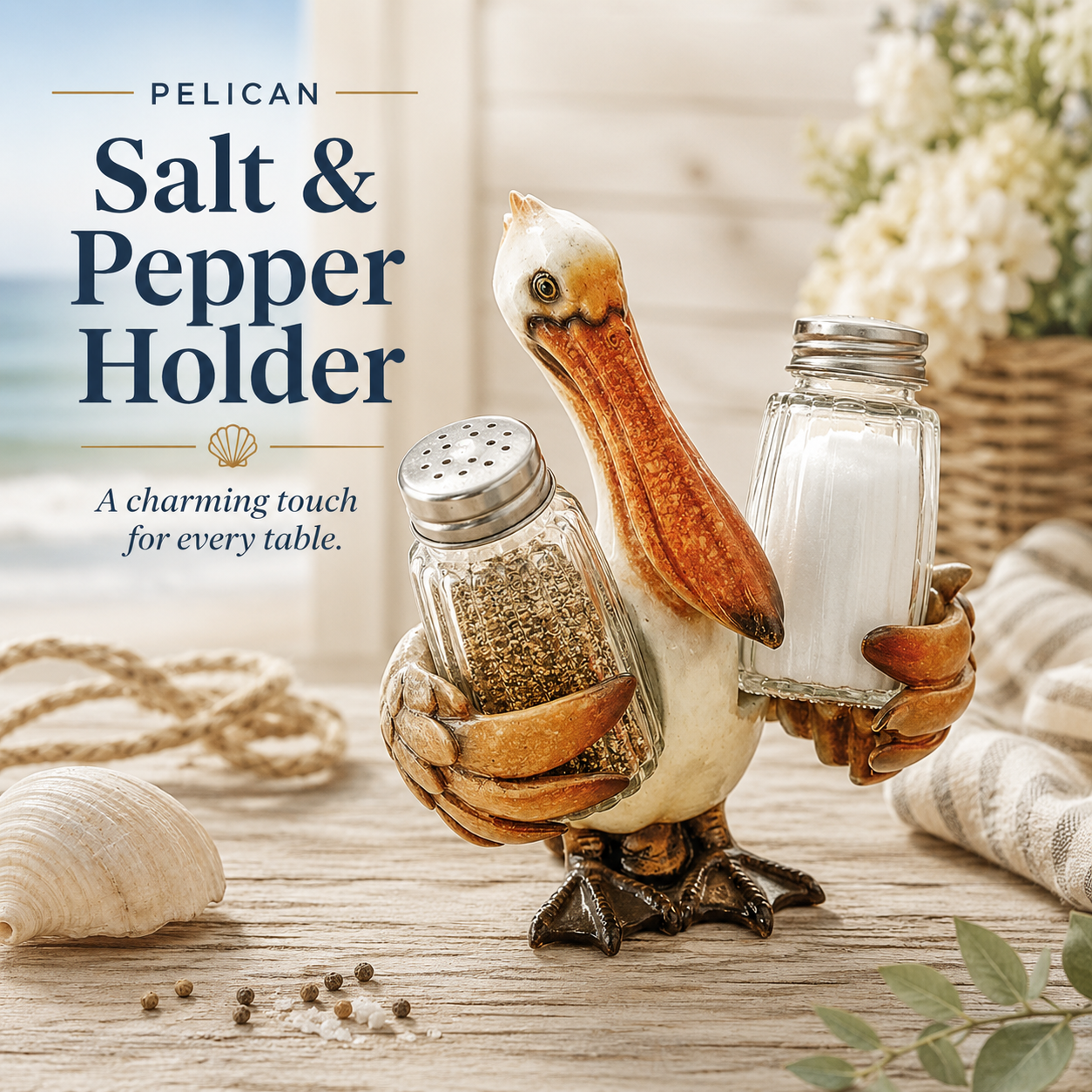 Coastal Animal Salt & Pepper Shaker Holder Set
