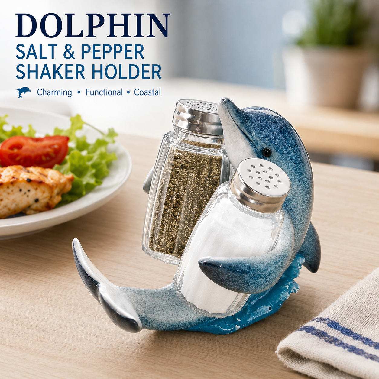Coastal Animal Salt & Pepper Shaker Holder Set