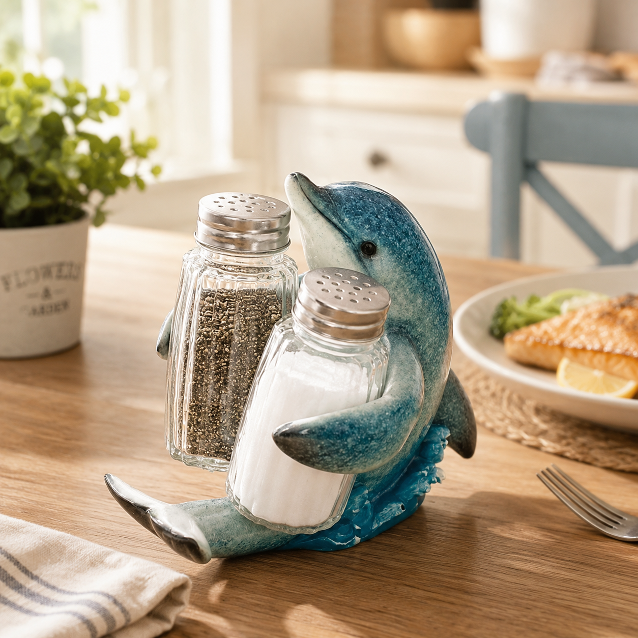 Coastal Animal Salt & Pepper Shaker Holder Set