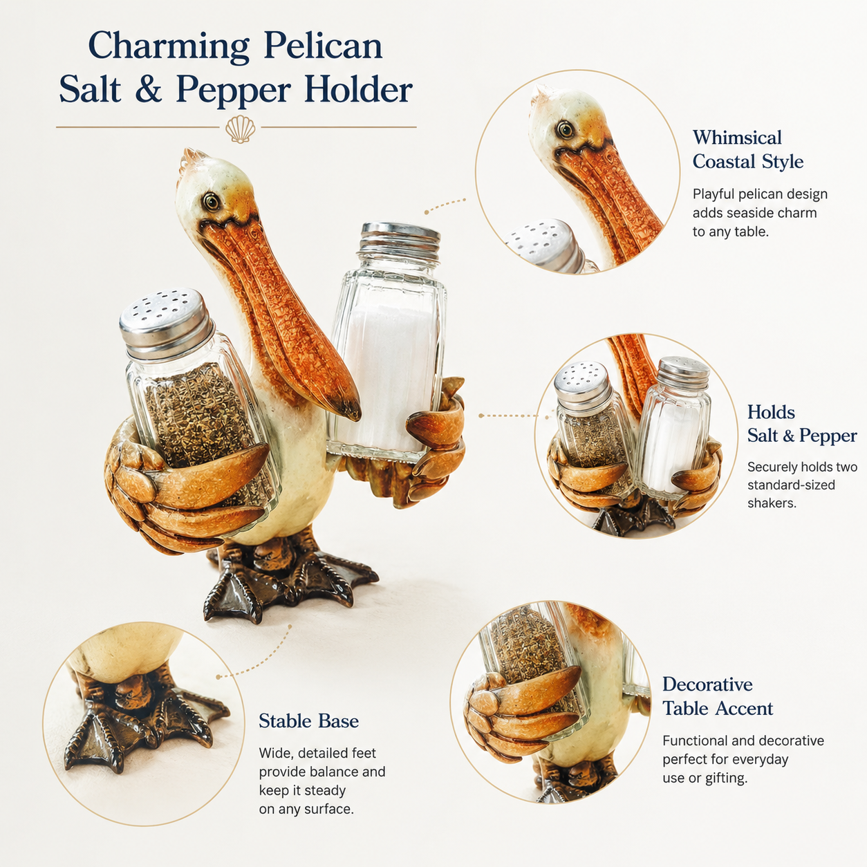 Coastal Animal Salt & Pepper Shaker Holder Set