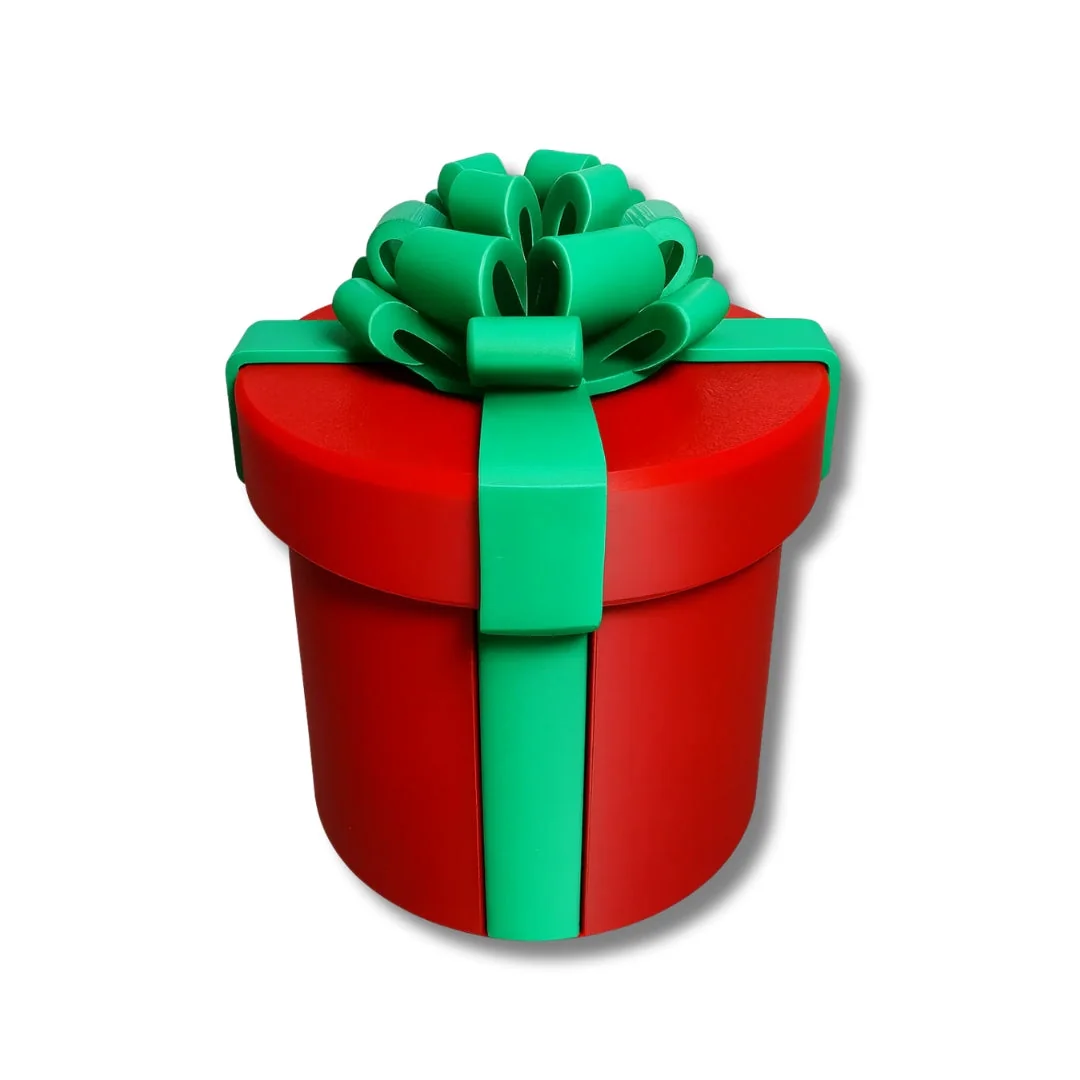 Red and green 10-layer prank money box with gift bow