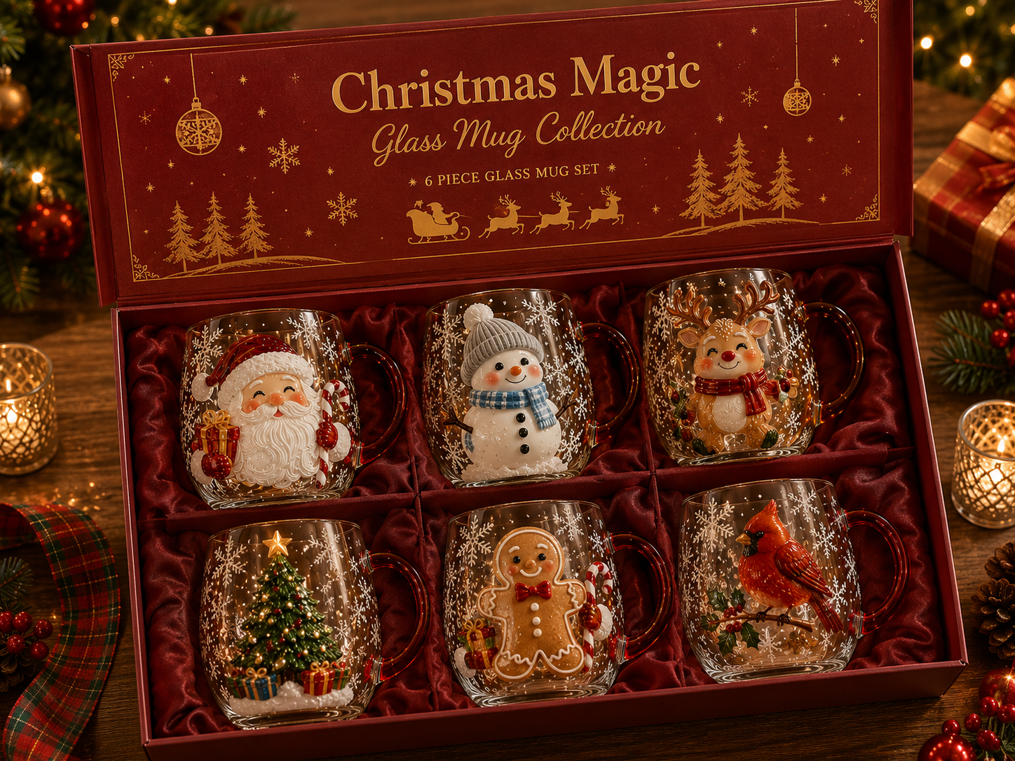 3D Christmas Magic Glass Mug